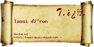 Tassi Áron névjegykártya